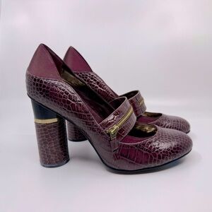 BCBG Girls Wine and Gold Leather Heels